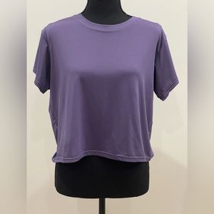 Real‎ Essentials L Purple Short Sleeve Crop Top
